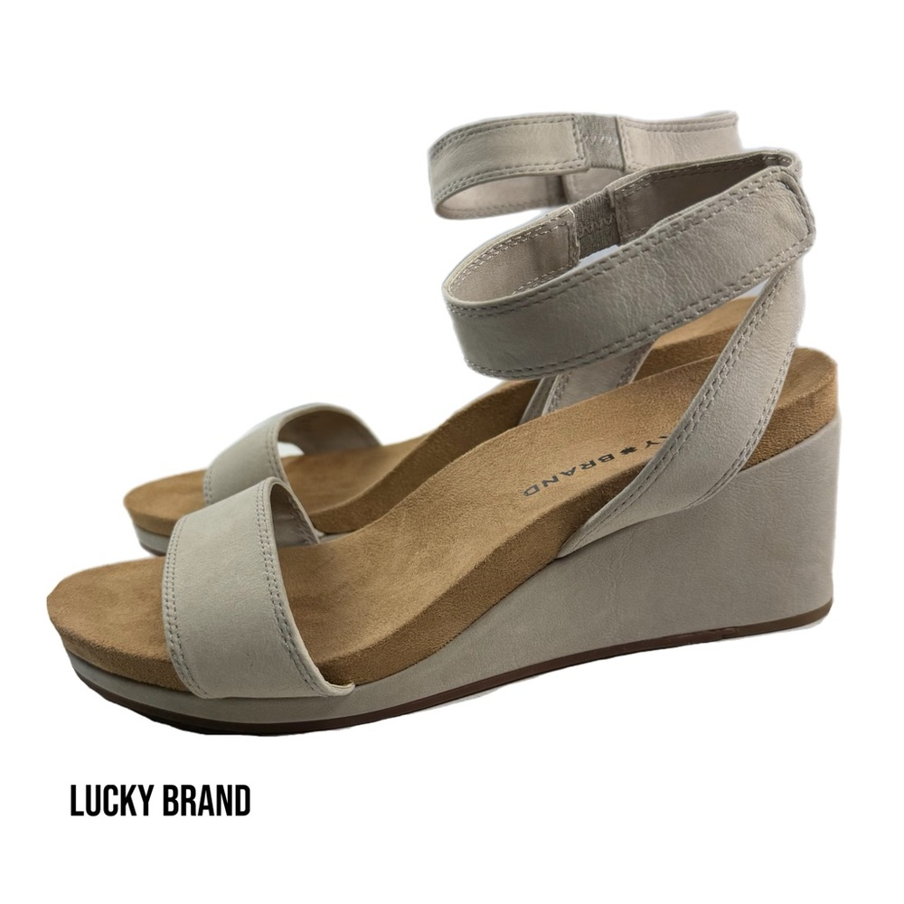 Lucky Brand Women's Cream Wedge Sandals